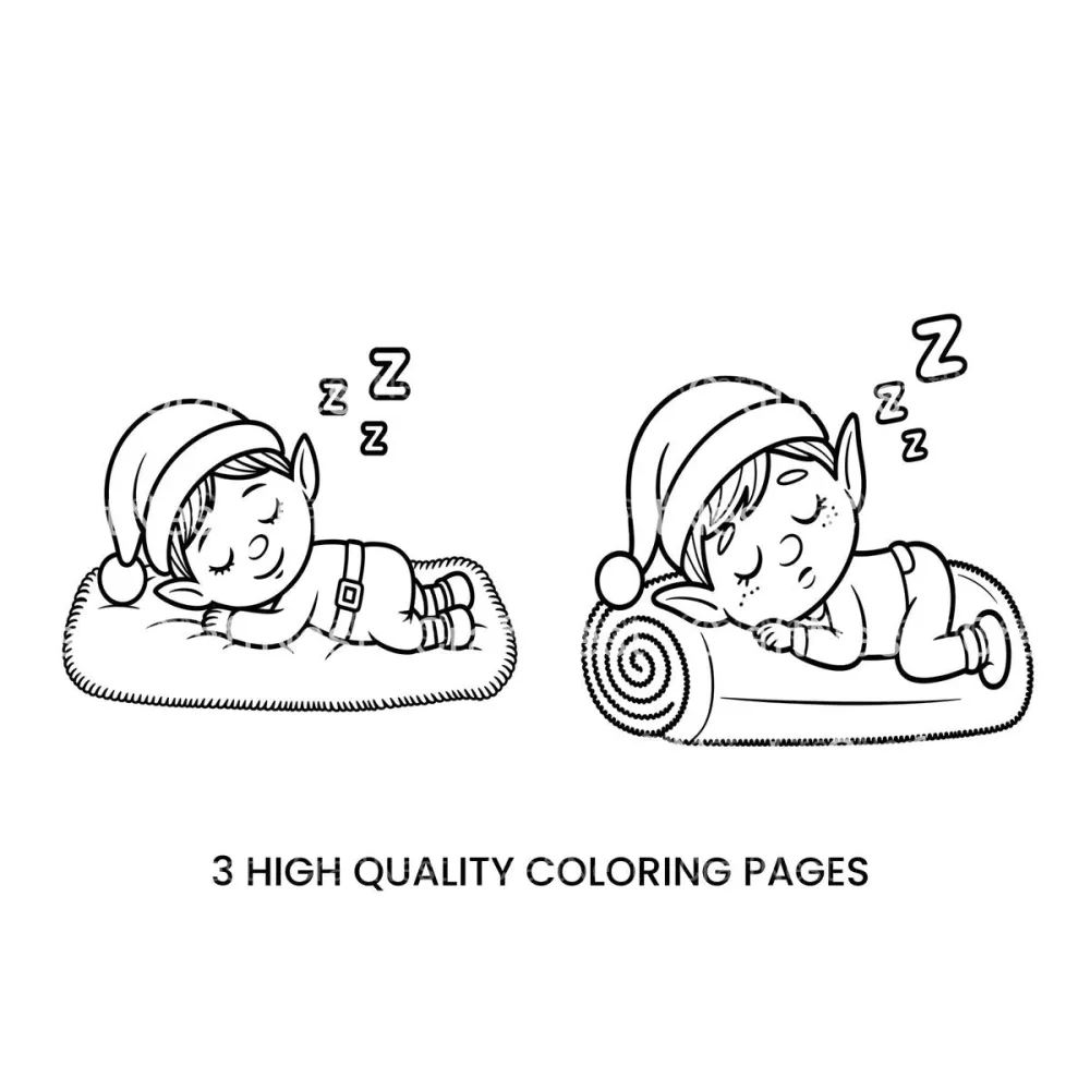 Sleeping Christmas Elf Coloring Books
