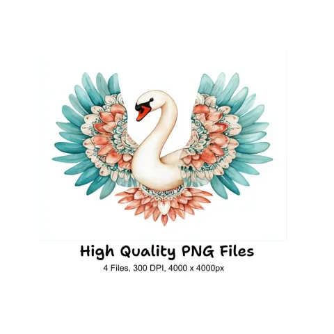 Elegant Swan Mandala Clipart Bundle