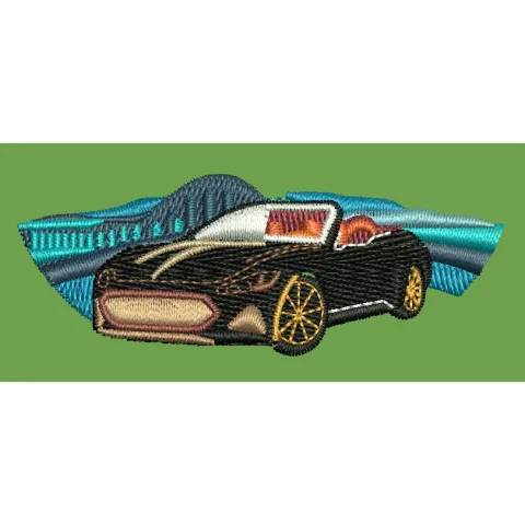 Convertible Car Graphic Embroidery Design