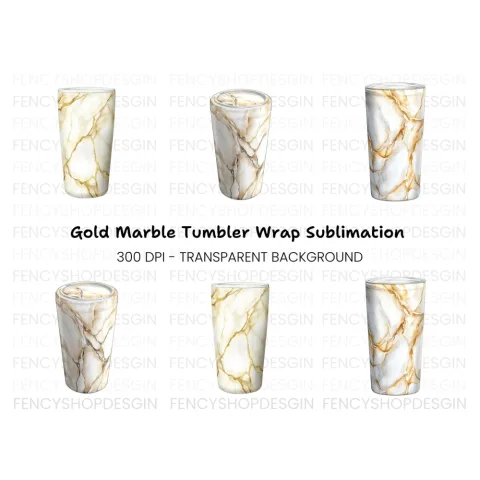 Gold Marble Tumbler Clipart Bundle