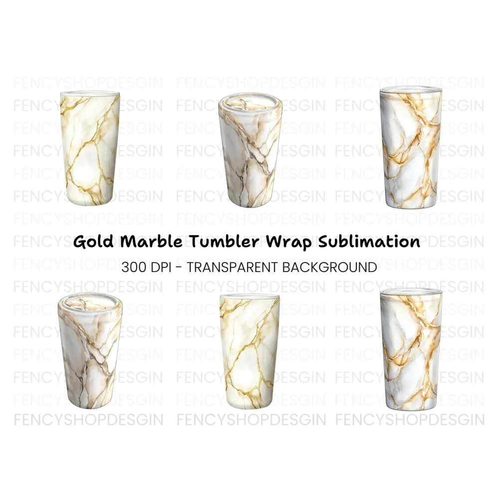 Gold Marble Tumbler Clipart Bundle
