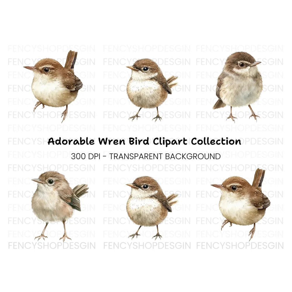 Cute Little Brown Birds Clipart Bundle