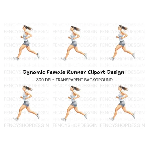 Female Runner Fitness Clipart Bundle