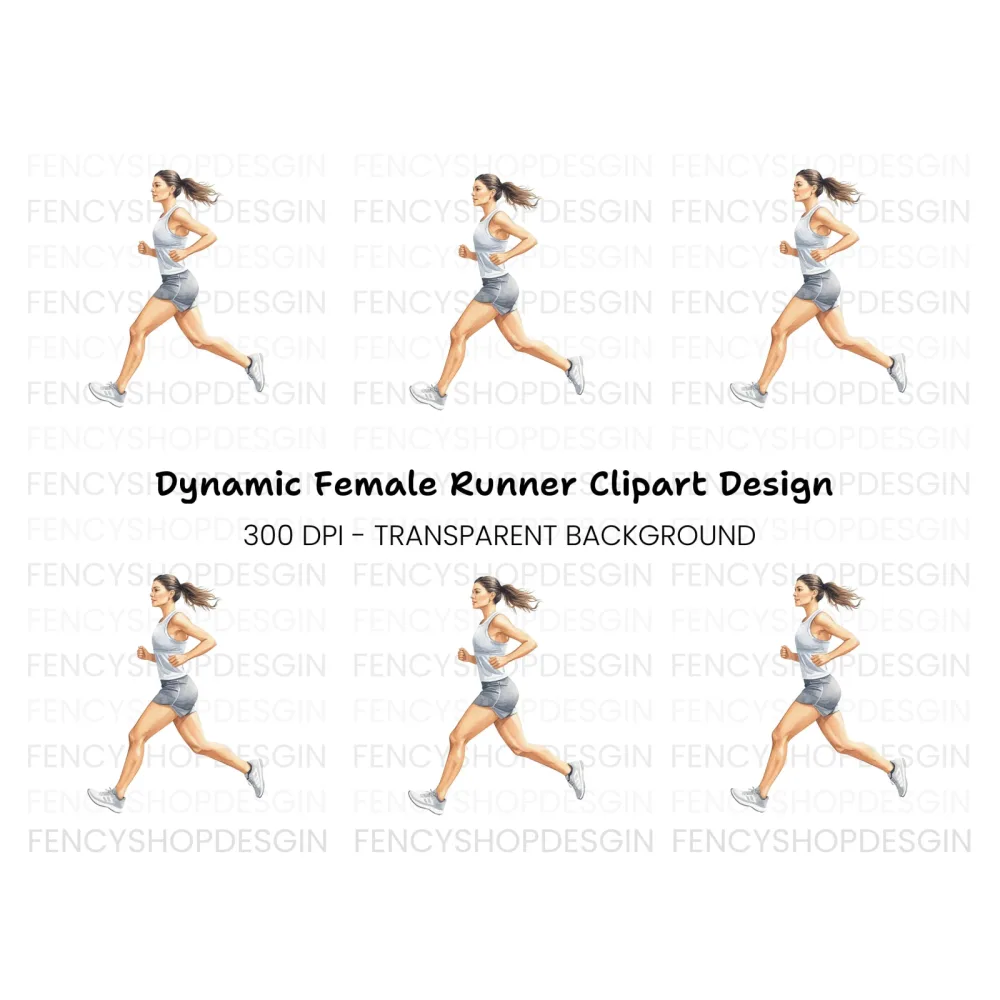 Female Runner Fitness Clipart Bundle