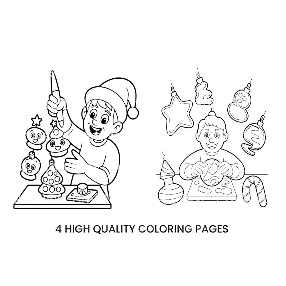 Kids Making Christmas Ornaments Coloring Books