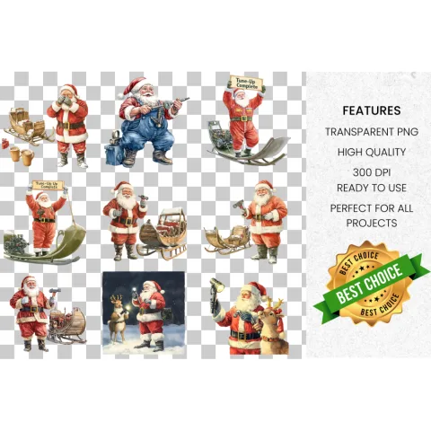 Santa Sleigh Tune-Up Clipart Bundle