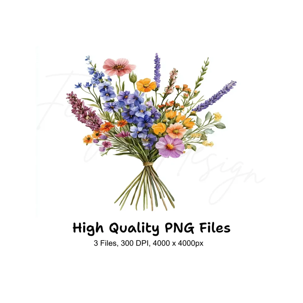 Wildflower Bouquets Clipart Bundle