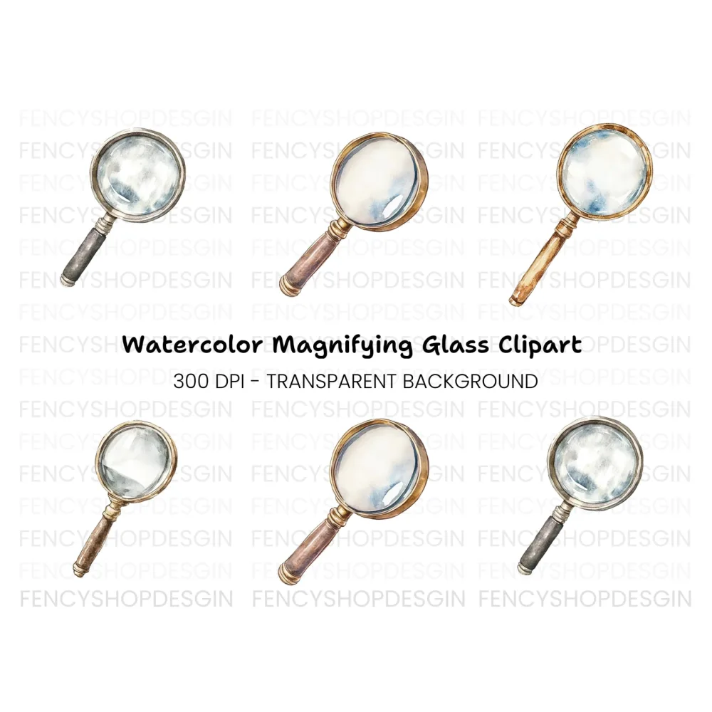 Vintage Magnifying Glass Clipart Bundle