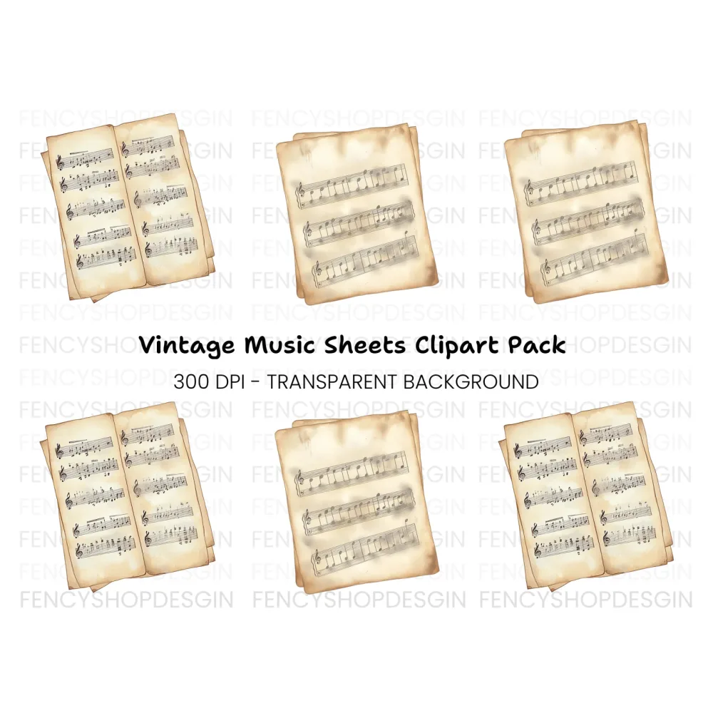 Vintage Sheet Music Clipart Bundle