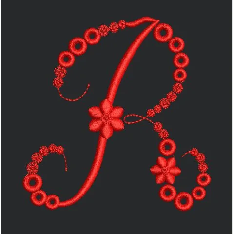Floral Red Color Embroidery Design