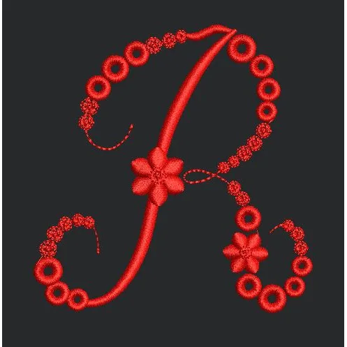 Floral Red Color Embroidery Design