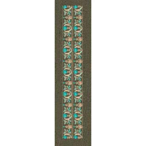 Floral Jacquard Border Vertical Line Embroidery Design