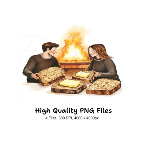 Cozy Fireplace Toast Clipart Bundle