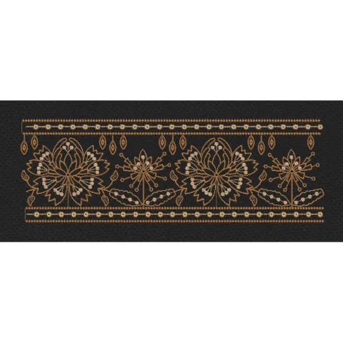 Floral Border Golden Lily Flower Embroidery Design
