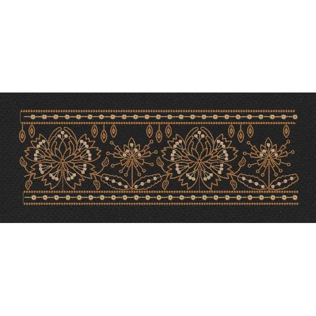 Floral Border Golden Lily Flower Embroidery Design