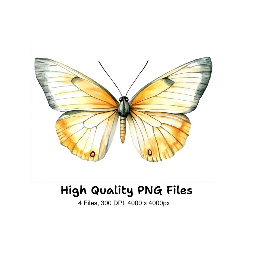 Yellow Butterfly Clipart Bundle