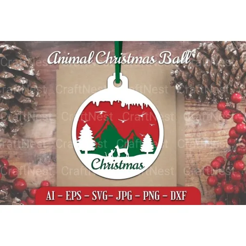 Animal Christmas Ball Papercut SVG