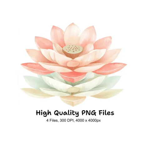 Elegant Lotus Flower Clipart Bundle