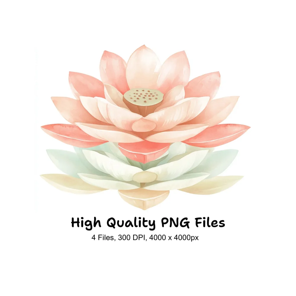 Elegant Lotus Flower Clipart Bundle