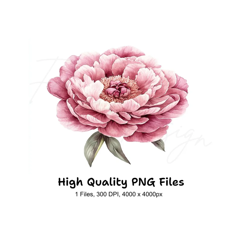 Elegant Pink Peony Blossom Clipart Bundle