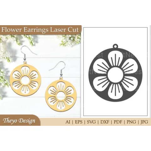 Lasercut Flower Earrings SVG Bundle