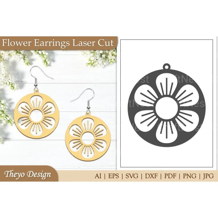 Lasercut Flower Earrings SVG Bundle