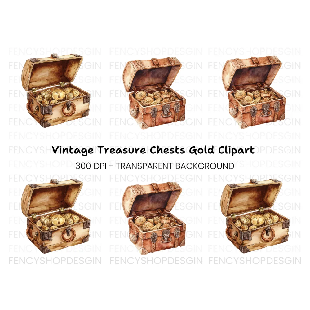 Vintage Treasure Chest Clipart Bundle