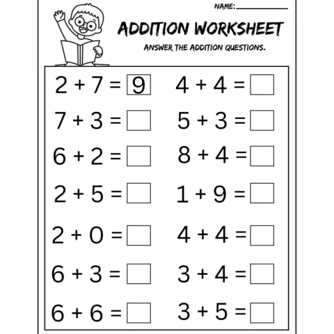 Addition Question Practice Worksheets