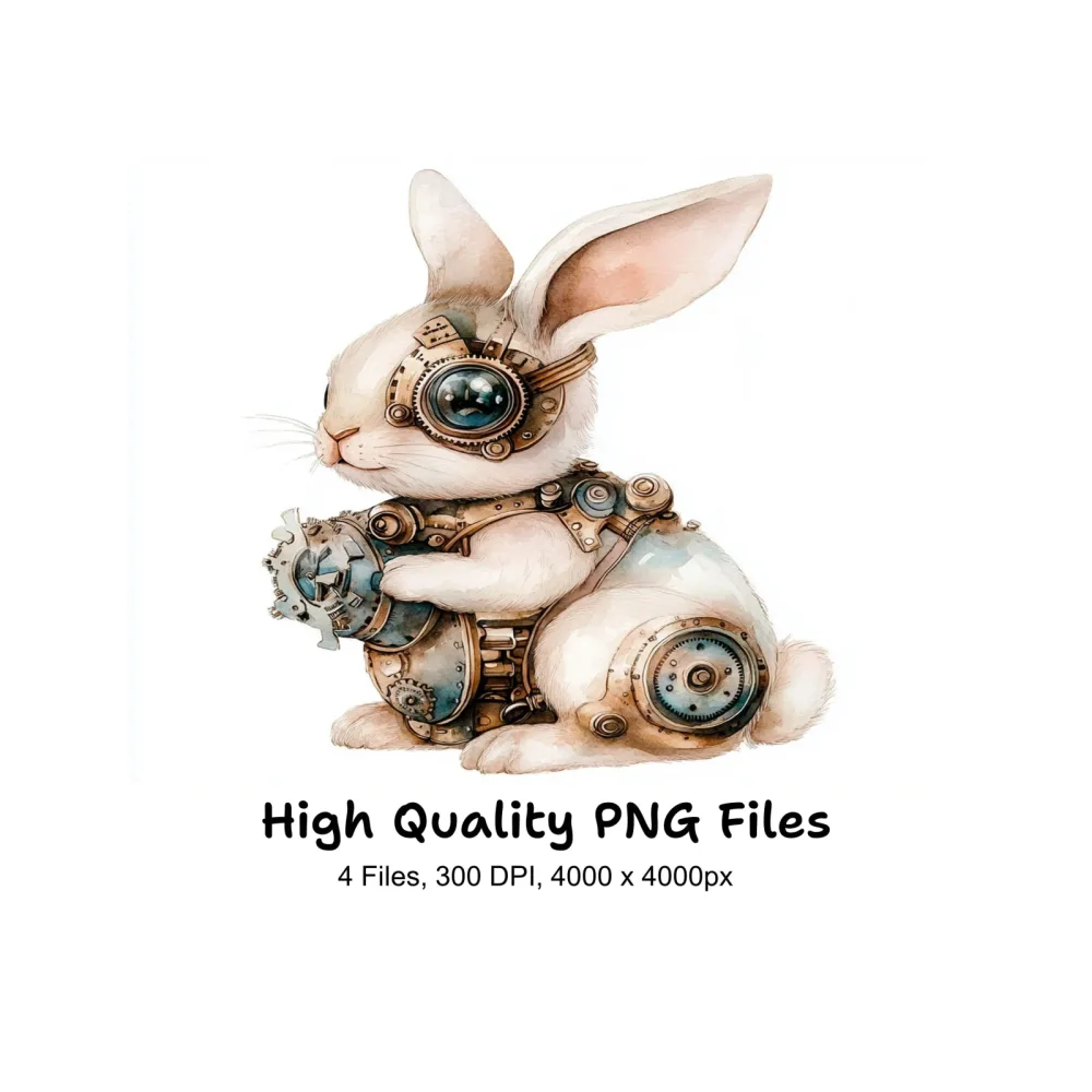 Steampunk Bunnies Clipart Bundle
