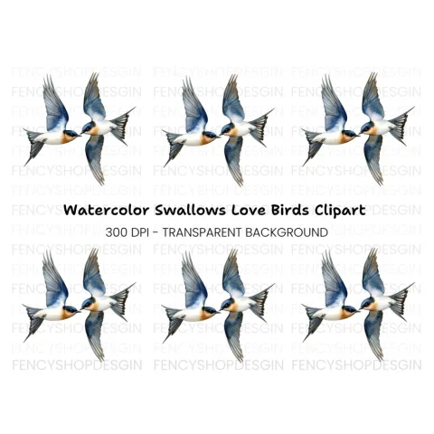 Flying Swallows Clipart Bundle