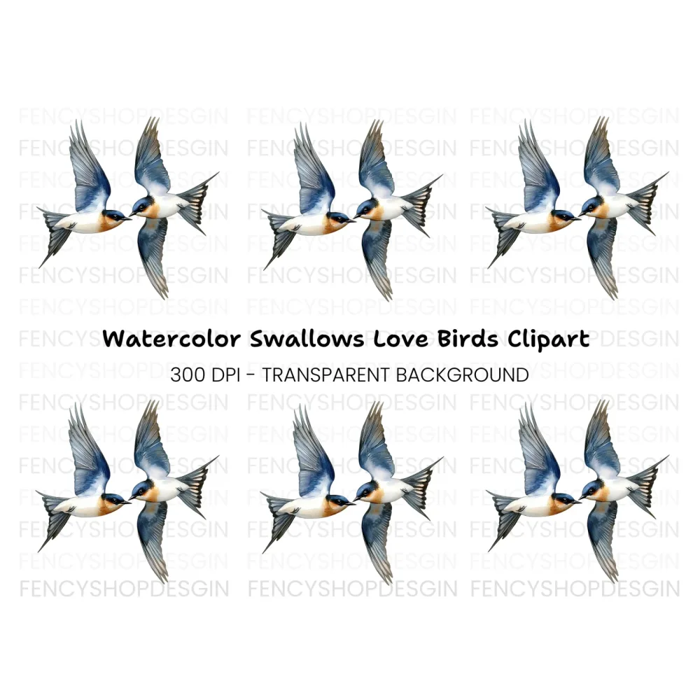 Flying Swallows Clipart Bundle