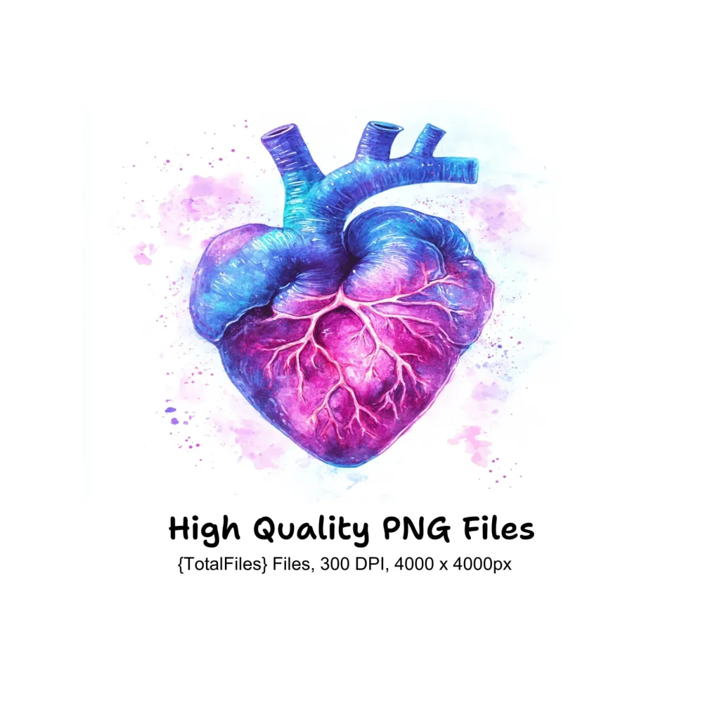Fantasy Neon Heart Clipart Bundle