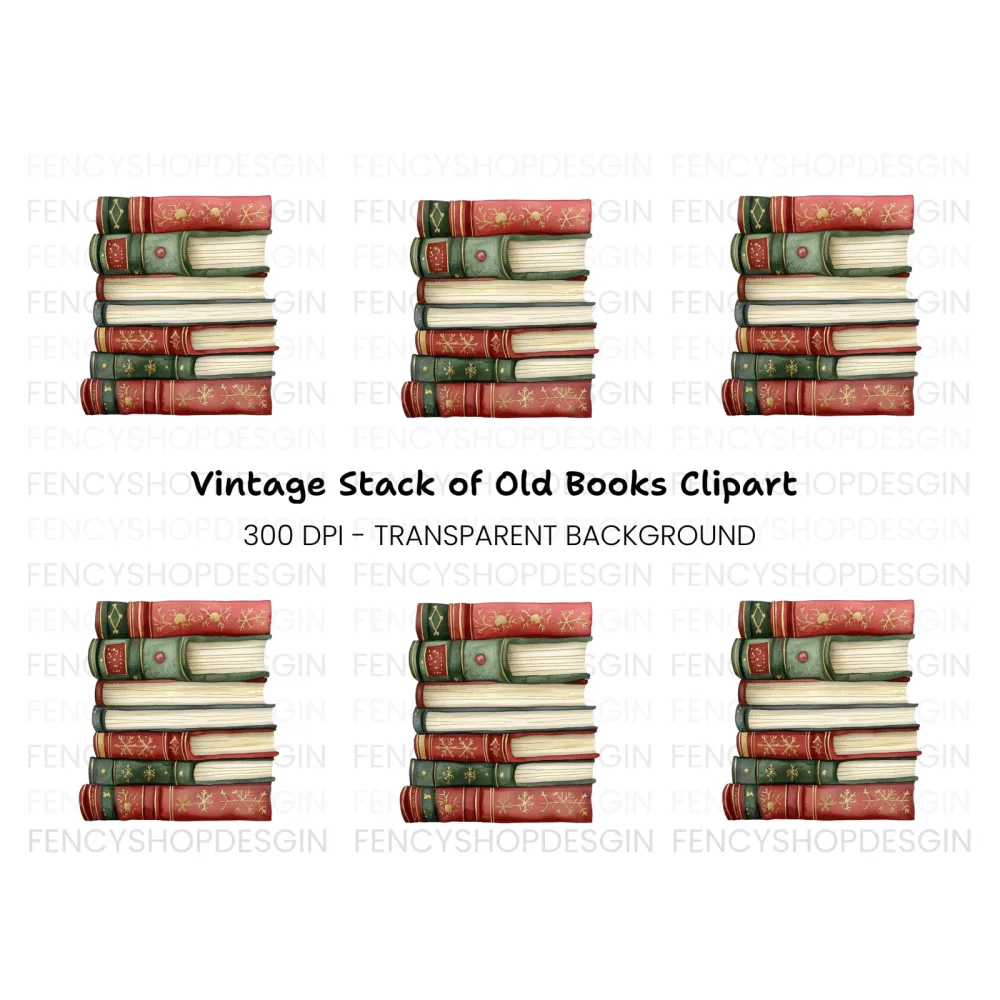 Stack of Christmas Books Clipart Bundle