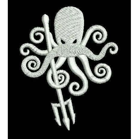 White Octopus Embroidery Design