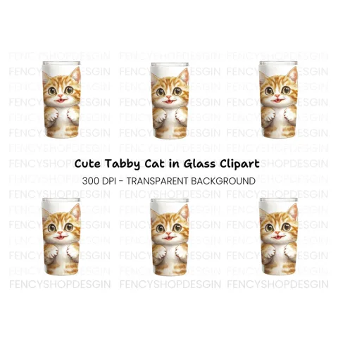 Cute Orange Tabby Kitten Clipart Bundle
