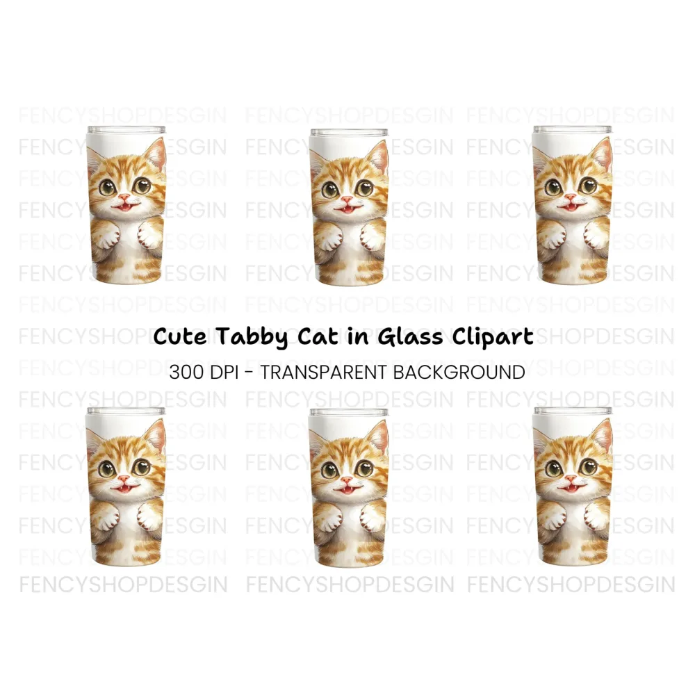 Cute Orange Tabby Kitten Clipart Bundle