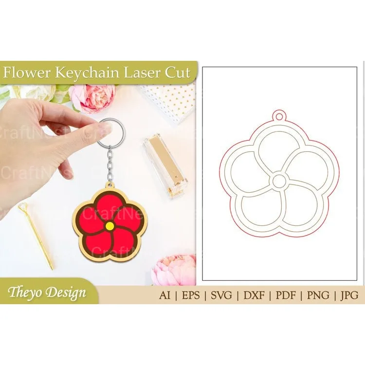 Flower Keychain SVG Bundle