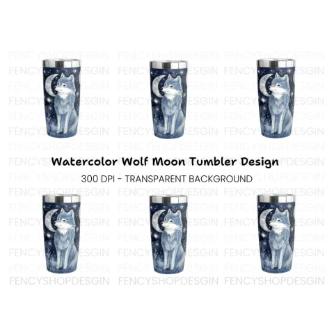 Mystical Wolf Moon Tumbler Clipart Bundle