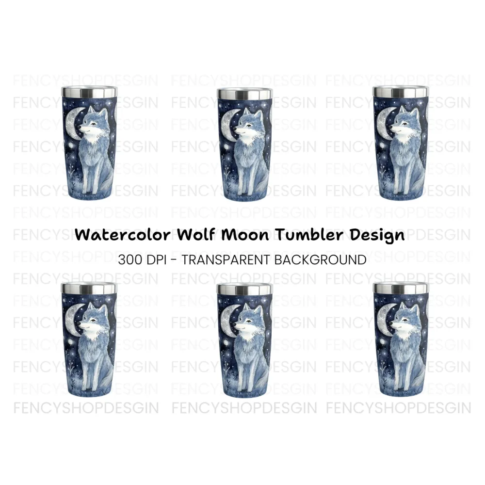 Mystical Wolf Moon Tumbler Clipart Bundle