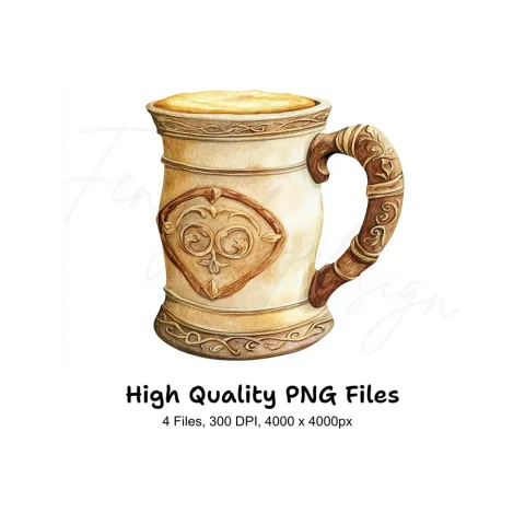 Rustic Beer Mugs Clipart Bundle