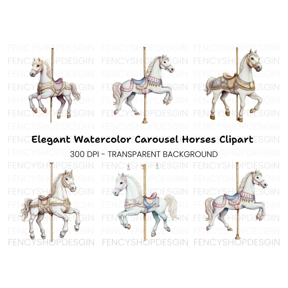 Carousel Horses Clipart Bundle
