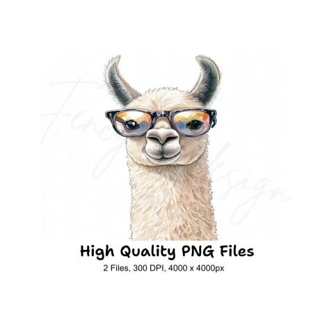 Cool Llama With Glasses Clipart Bundle