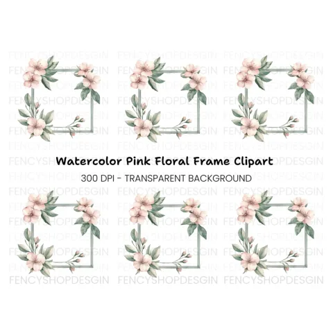Elegant Cherry Blossom Frame Clipart Bundle
