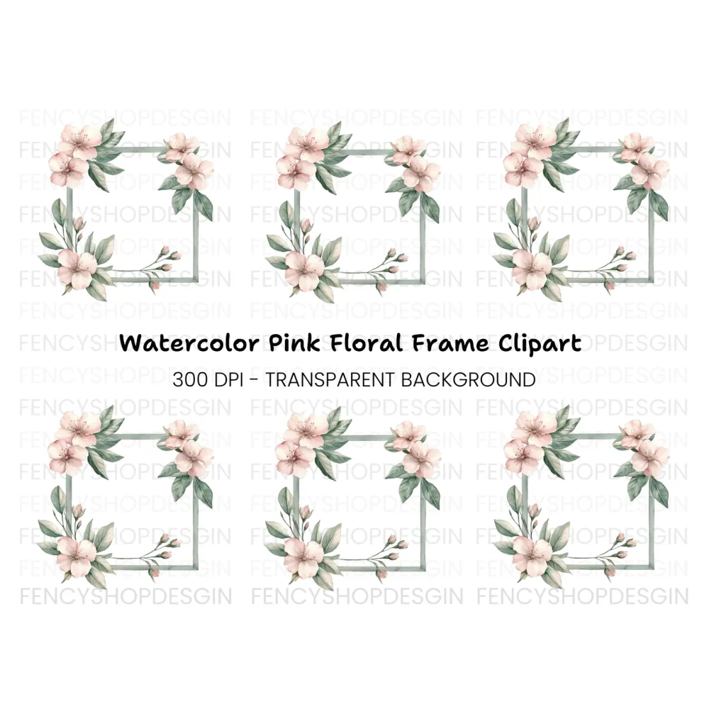 Elegant Cherry Blossom Frame Clipart Bundle