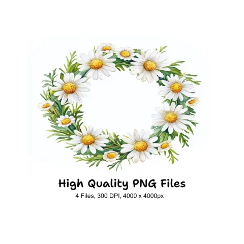 Daisy Wreaths Clipart Bundle