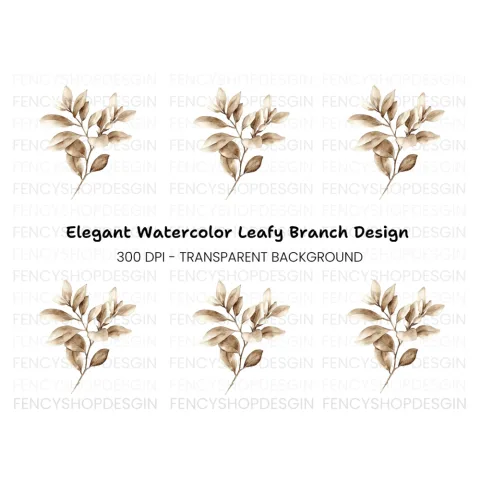 Sepia Leaf Branch Clipart Bundle