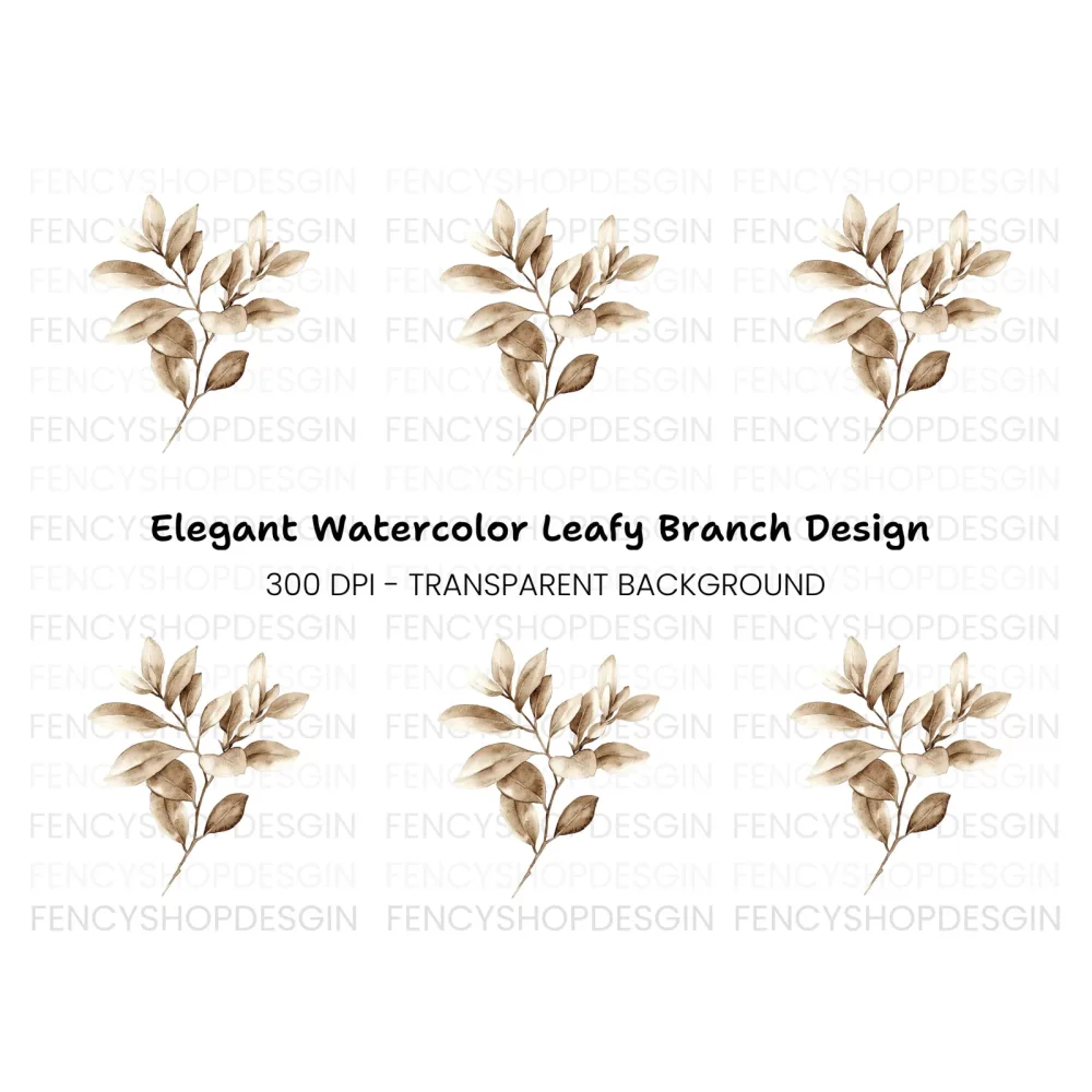 Sepia Leaf Branch Clipart Bundle