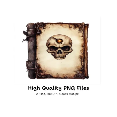 Mystical Skull Grimoire Clipart Bundle