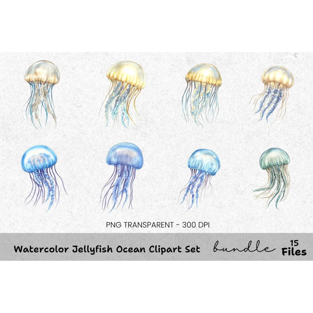 Jellyfish Ocean Clipart Bundle