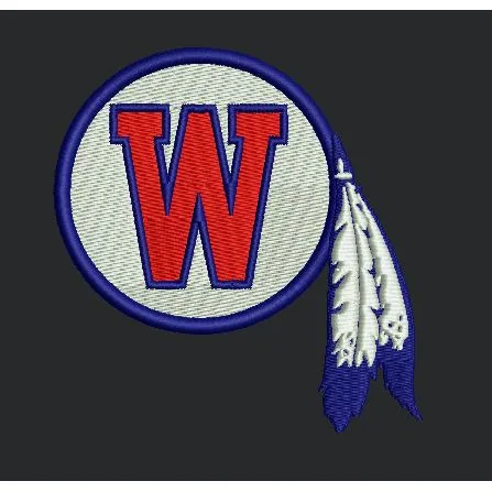 Letter W Feather Sports Emblem Embroidery Design